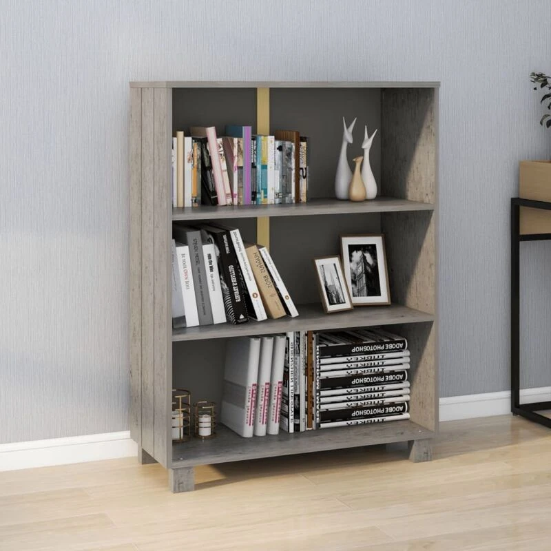 Image of VIDAXL Vidaxl - Book Cabinet hamar Light Grey 85x35x112cm Solid Wood Pine 8720286818336