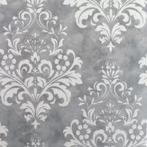 Image of Arthouse Baroque Damask Grey & White Wallpaper