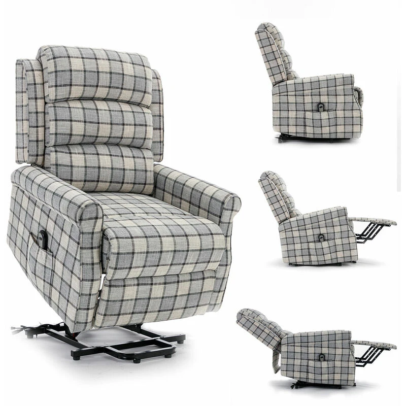 Image of Furniture One Wing Back Fireside Check Fabric Armchair - Green Check, Green A1347-UK-F