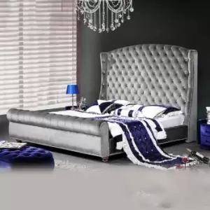 Image of Rosio Bed Super King Plush Velvet Silver