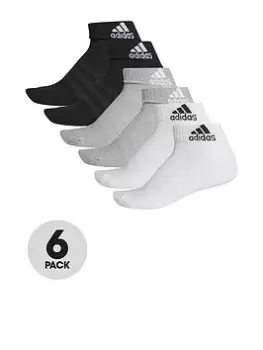 Image of adidas Cush Ankle Socks (6 Pack) - Black/Multi, Black, Size S, Men
