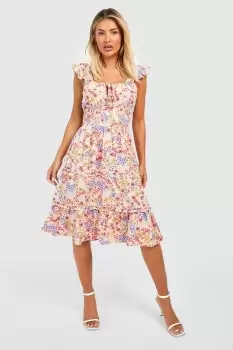 Image of Ditsy Floral Tiered Midi Dress