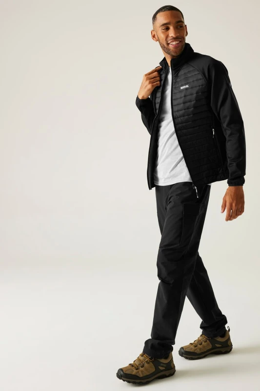 Image of Regatta Regatta Men Clumber Hybrid Insulated Baffled Jacket in Jet Black Size: Medium Jet Black M Male 5063516134831