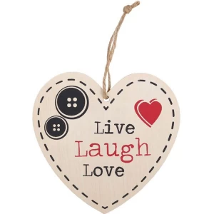 Image of Live, Love, Laugh Hanging Heart Sign