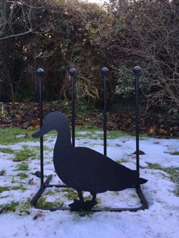 Image of Poppy Forge 2 Pair Boot Rack - Duck - Hand Made By Traditional Forge Wellie Boot Stand - Steel - L30.4 X W38 X H48.3cm - Black
