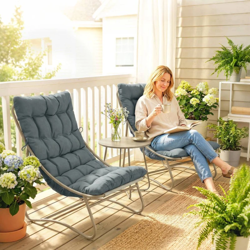 Image of OUTSUNNY Garden Bistro Set, Bistro Table & Chairs w/ Cushions, Dark Grey Size: 1000mm x 16000mm Dark Grey Unisex 1000mm x 16000mm