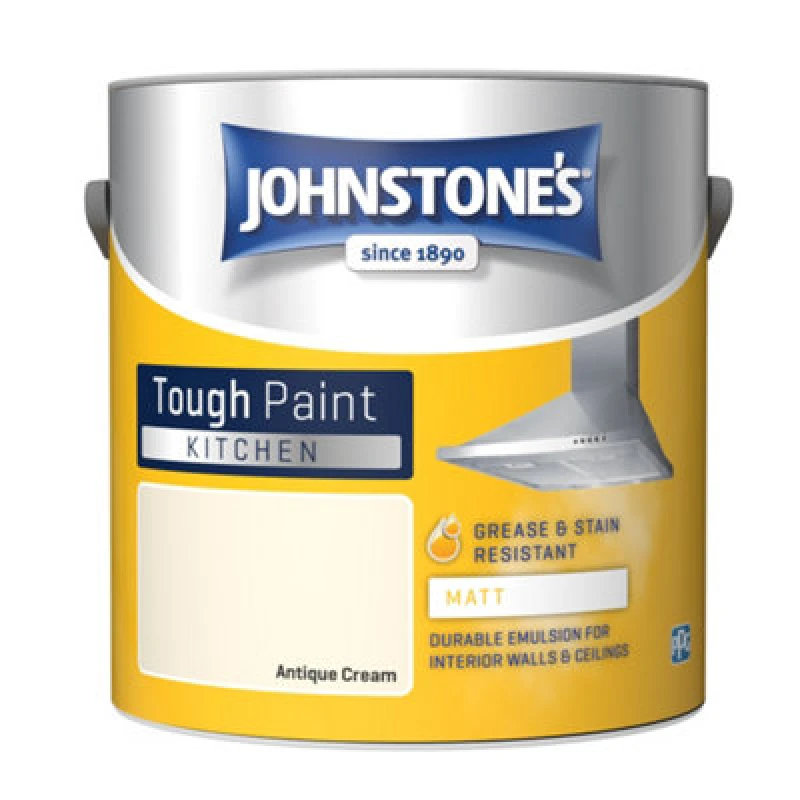 Image of Johnstone's Kitchen Matt Tough Emulsion Paint, 2.5L, Antique Cream