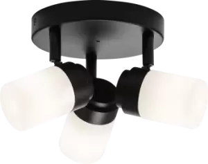Image of G9 Triple Spotlight with Frosted Glass - Matt Black 230V IP44 25W