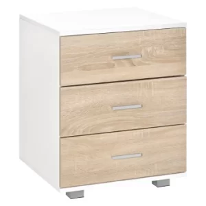 Image of HOMCOM Bedside Table with 3 Drawers, Modern Nightstand, End Table for Bedroom, Living Room, Oak Effect