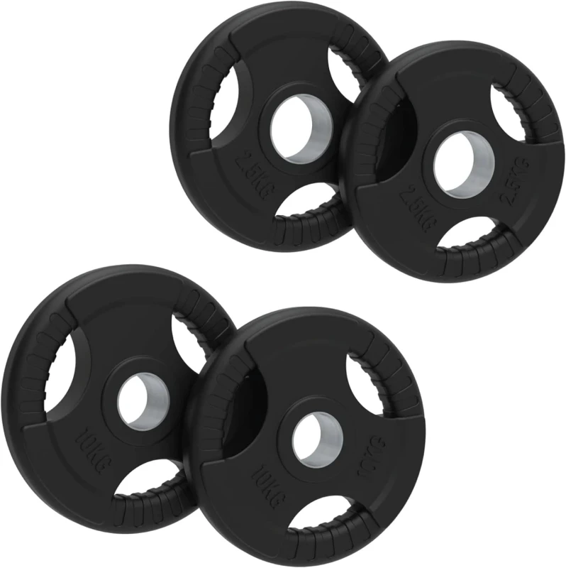 Image of Body Revolution Olympic Tri-Grip Rubber Weight Plates - Black Pairs & Sets - 25kg SET (2.5kg PAIR + 10KG PAIR) Black