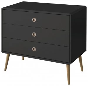 Image of Softline 3 Drawer Chest of Drawers - Black