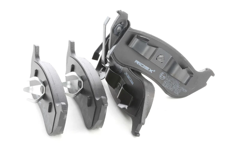 Image of RIDEX 402B0382 Brake pad set Rear Axle, with acoustic wear warning, with piston clip Brake Pad Set,disc brake (402)