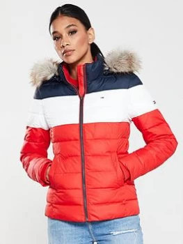 Image of Tommy Jeans Modern Colour Block Down Jacket - Red/White/Blue