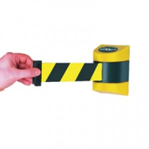 Image of Slingsby VFM Black Yellow Wall Mounted RetracTable Barrier 4.6m 309834