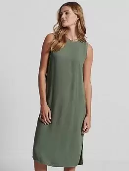 Image of Superdry Studios Rib Trim Shift Dress - Green, Size 10, Women