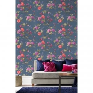 Image of Fresco Oriental Blue Wallpaper