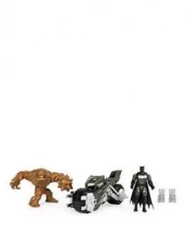 Image of Batman Batcycle Vehicle With Exclusive Batman And Clayface 4-Inch Action Figures
