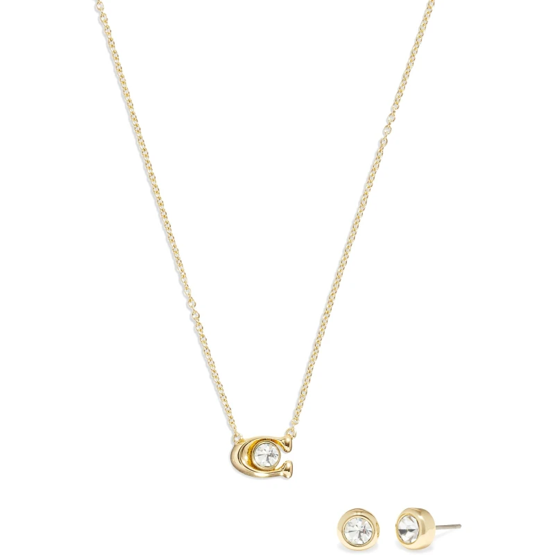 Image of Coach Crystal Stone Jewellery Set - Gold Gold One Size