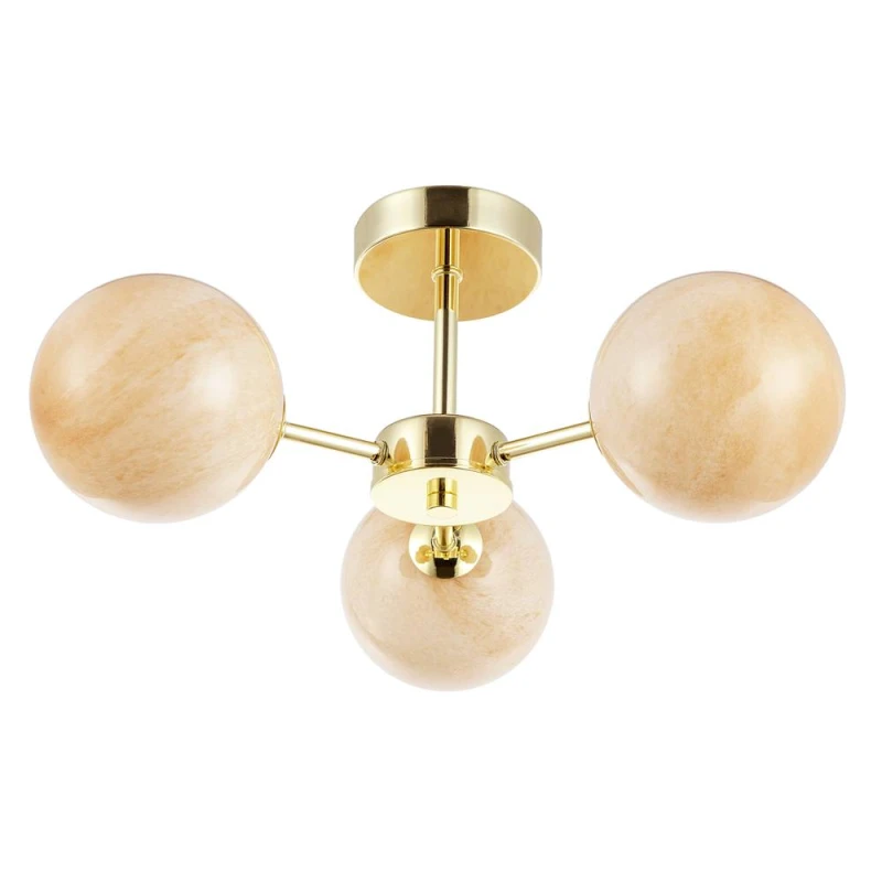 Image of Happy Homewares Designer Ceiling Light Fitting with Marble Glass Spherical Shades in Gold Gold Unisex