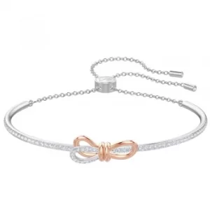Image of Swarovski Lifelong Bow Two Colour Rose Gold Tone Bangle 5447079