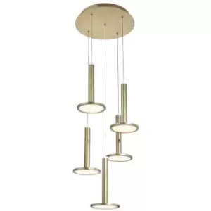 Image of Netlighting Merano Hialeah 5 Light Cluster Pendant Ceiling Light Satin Gold Alum