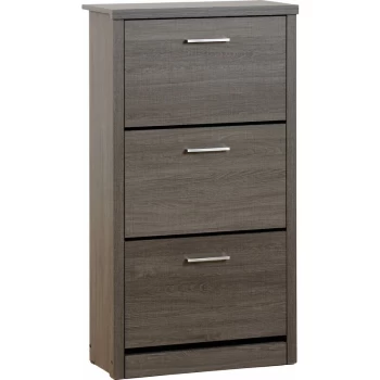 Image of Lisbon 3 Tier Hallway Shoe Cabinet Black - Seconique