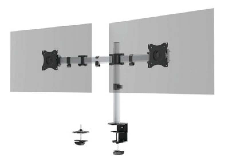 Image of Durable SELECT Monitor Mount Desk Clamp for 2 Screens - 13 - 27" - Gloss Silver Silver unisex