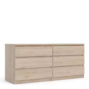 Image of Naia Wide Chest Of 6 Drawers (3+3) In Jackson Hickory Oak Effect