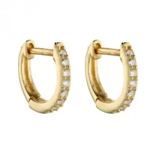 Image of Yellow Gold Plated Hoop Earrings with Zirconia E6049C