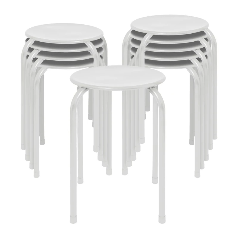 Image of Harbour Housewares Metal Stacking Stools - Matt Black - Pack of 10 in White White Unisex