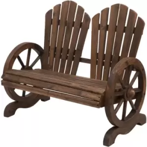 Image of 2 Seater Garden Bench w/ Wheel-Shaped Armrests Carbonized colour - Outsunny