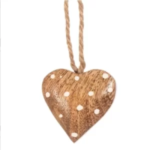 Image of Polka Dot Natural Wood Heart Mini