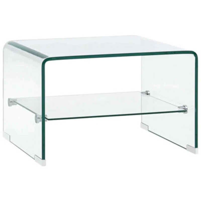 Image of vidaXL Coffee Table with a Shelf Clear 50cm Tempered Glass Side End Stand