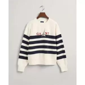 Image of Gant Sail Striped C-Neck Sweat Evening B - Blue