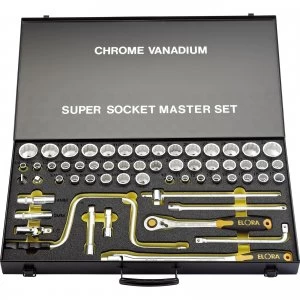 Image of Elora 58 Piece 1/2" Drive Bi Hex Socket Set Metric and Imperial Whitworth / AF 1/2"