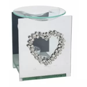 Image of Mirror Diamante Wax Melter With Diamante Heart Design By Lesser & Pavey