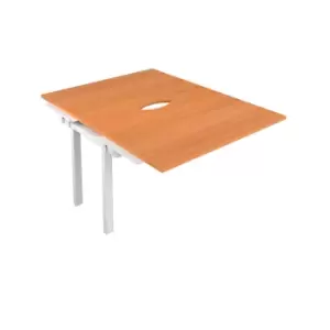 Image of Telescopic Sliding 2 Person Extension Bench with Cut Out and White Frame - 1200mm - Beech