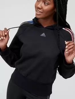 Image of adidas Printed Hoodie - Black, Size S, Women