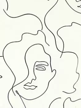 Image of Arthouse Abstract Faces Mono Wallpaper