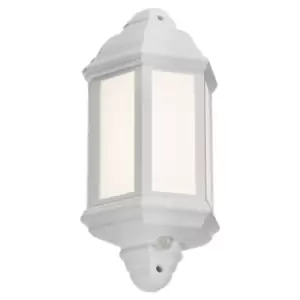 Image of KnightsBridge 230V IP54 LED Half Wall Lantern with PIR - White