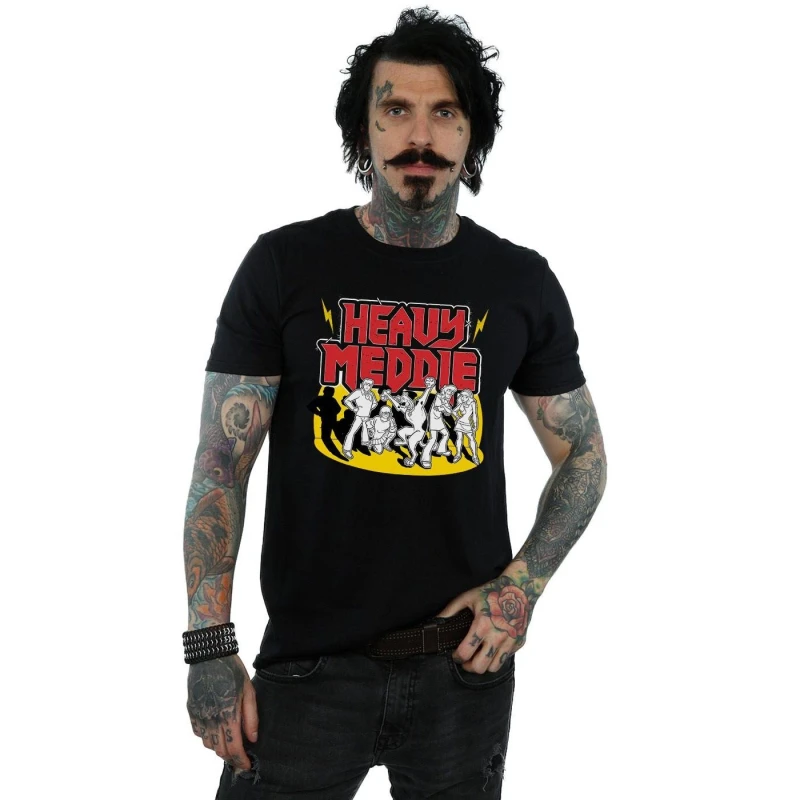 Image of Scooby Doo Scooby Doo Men Heavy Meddle Cotton T-Shirt in Black Size: Small Black S Male 5063377457858