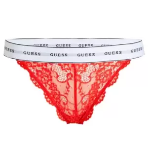 Image of Guess Guess Flower Lace Brazilian Briefs - Red