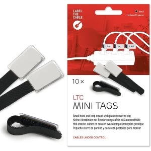 Image of LTC Mini Cable Management Ties with Labels (Black)