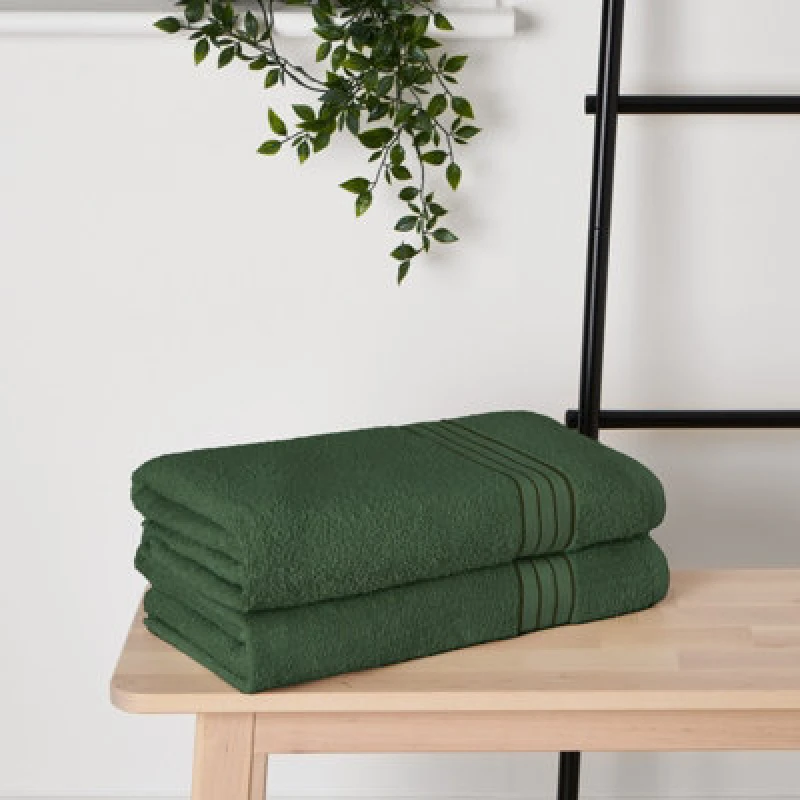Image of OHS OHS Luxury Hand Towel 100% Cotton Bathroom in Dark Green Size: Bath Towel Dark Green Bath Towel Unisex 5027434158614