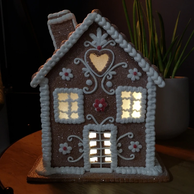 Image of Samuel Alexander 24Cm Battery Operated LED Edelweiss Chalet Christmas Gingerbread House Decoration 2535132