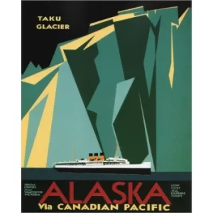 Image of Vintage Metal Sign Retro Advertising Alaska Via Canadian Pacific Travel