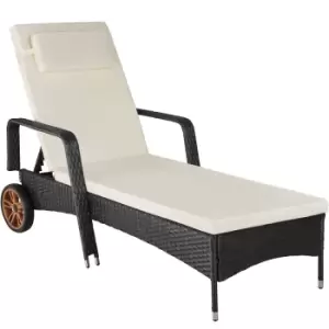 Image of Tectake Caroline Rattan Sun Lounger - Black