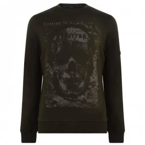Image of Firetrap Photo Crew Sweatshirt Mens - Khaki - Skull