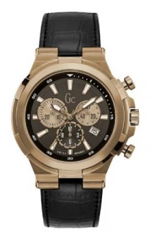Image of Guess Gents Leather Strap Watch Bronze