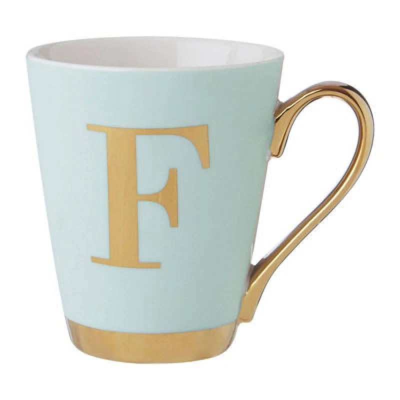 Image of Premier Housewares Mimo Green Frosted Deco F Letter Monogram Mug Green unisex